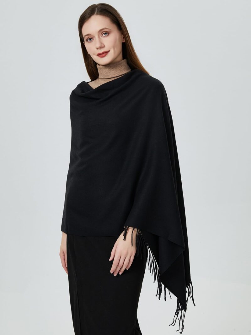 QBSM Women Men Black Winter Pashmina Scarf Formal Wedding Party Evening Dresses Shawls and Wraps - Image 5