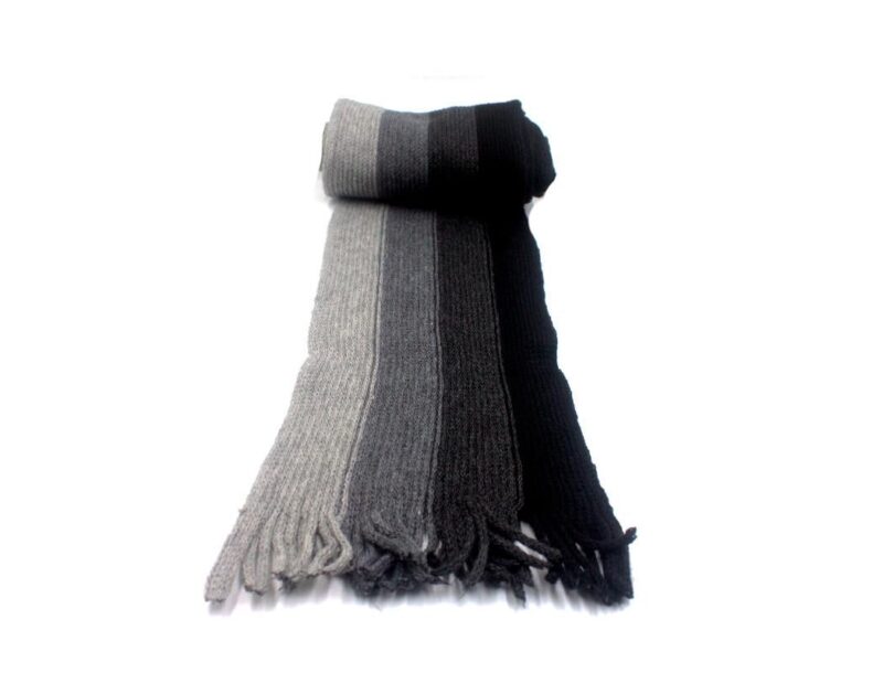 Kalaneet Men & Women Casual Self Design Solid Acrylic Woolen Muffler/Scarf/Stole for Winter, Size free (Muffler Grey&Black)