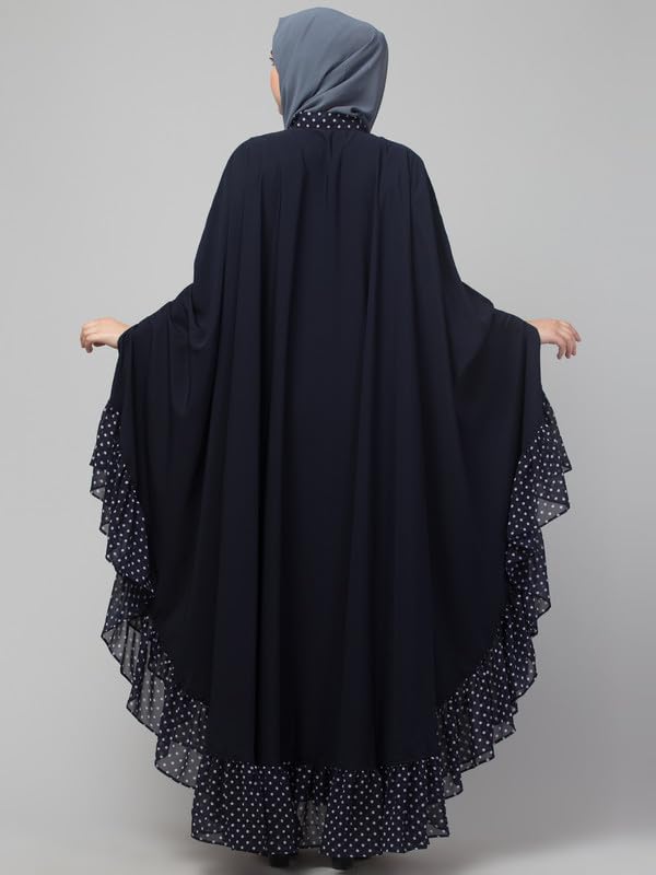 Muslim Closet Free Size Neck Belted Kaftan With Dual Fabric Design - Made with Nida Matte for Women and Girls - Image 2