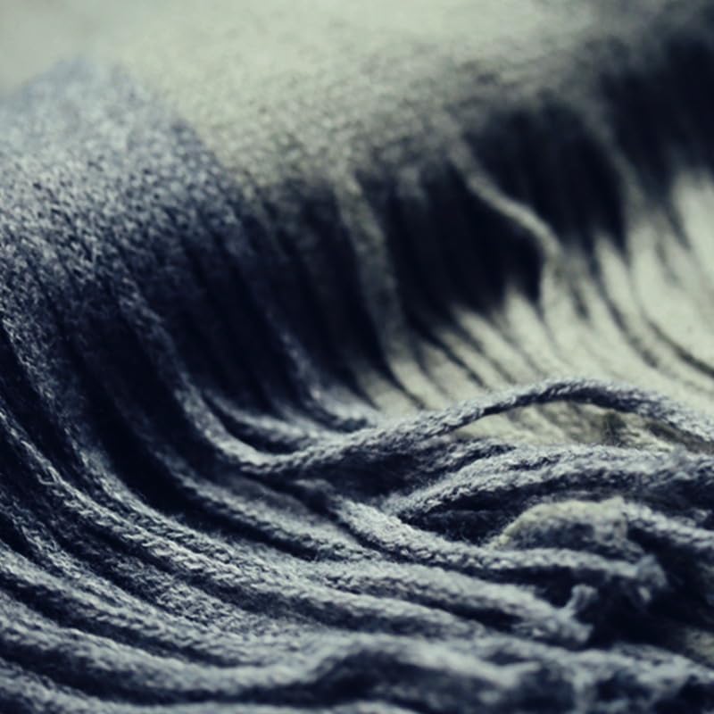 Alexvyan Fashions Two Color Extra Soft MicroFibre Cashmere Knitted Mufflers Cum Scarves Cum Stoles Woolen Men and Women Casual Scarf Soft and Warm Muffler (Blue and Grey) - Image 5