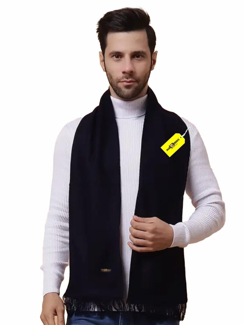 Premium Soft, Warm & Breathable Wool Blend Winter Scarf for Men Fashionable Elegant Muffler (Navy Blue)