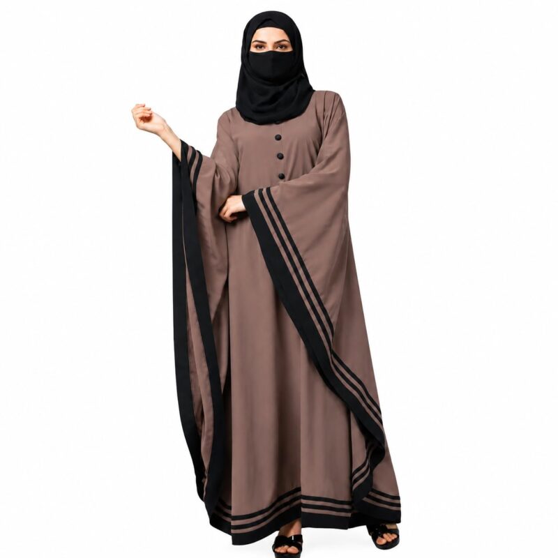 Women's Pure Cotton Muslim Abaya Burqa with Hijab | Dubai Style Kaftan with Side Patti for Eid & Ramzan (Free Size)