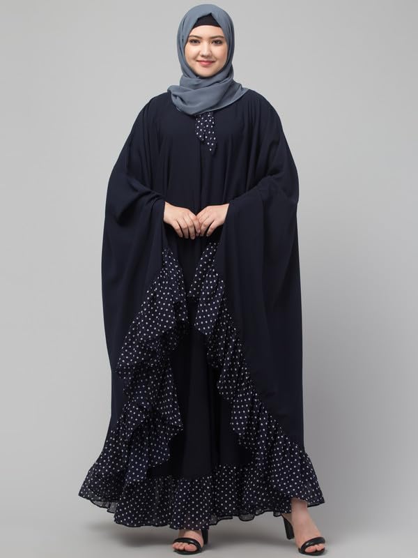 Muslim Closet Free Size Neck Belted Kaftan With Dual Fabric Design - Made with Nida Matte for Women and Girls - Image 6