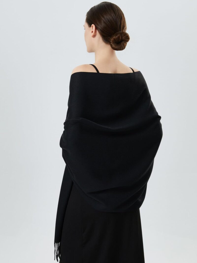 QBSM Women Men Black Winter Pashmina Scarf Formal Wedding Party Evening Dresses Shawls and Wraps - Image 4