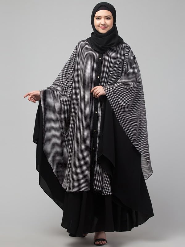 Muslim Closet Dual Layer Kaftan With A Front Open Shrug And A Kaftan - Made with Nida Matte And Georgette for Women and Girls - Image 5