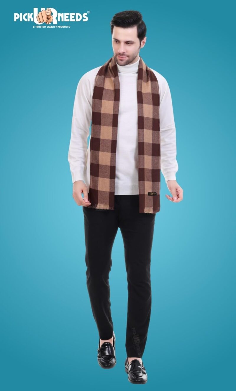 Men's & Women Muffler With Elegant Design Woolen Blend Soft Fabric Stylish For Unisex (Brown) - Image 2