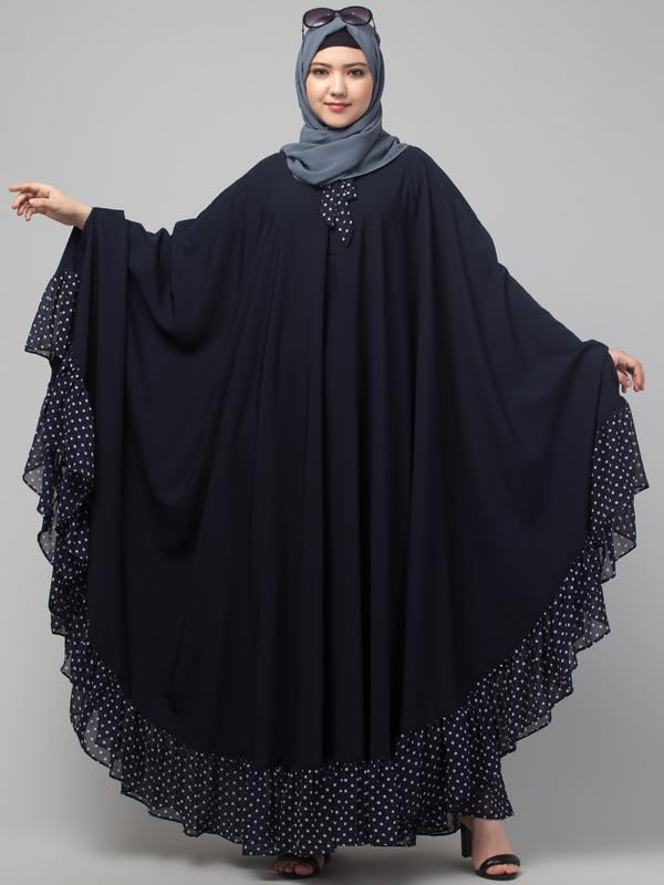 Muslim Closet Free Size Neck Belted Kaftan With Dual Fabric Design - Made with Nida Matte for Women and Girls - Image 7