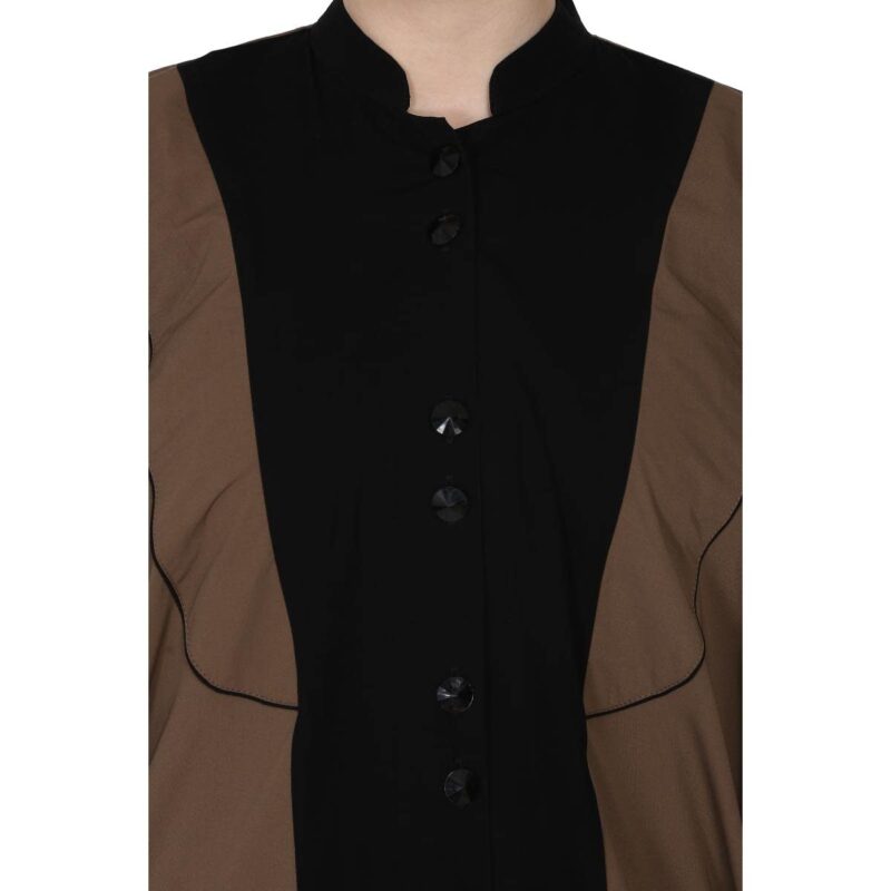 BT - Being Traditional Women’s Front Open Dual Color Designer Kaftan Abaya Made in Nida Matte Fabric (Free Size; Length 54 Inch, Black-Beige) - Image 7