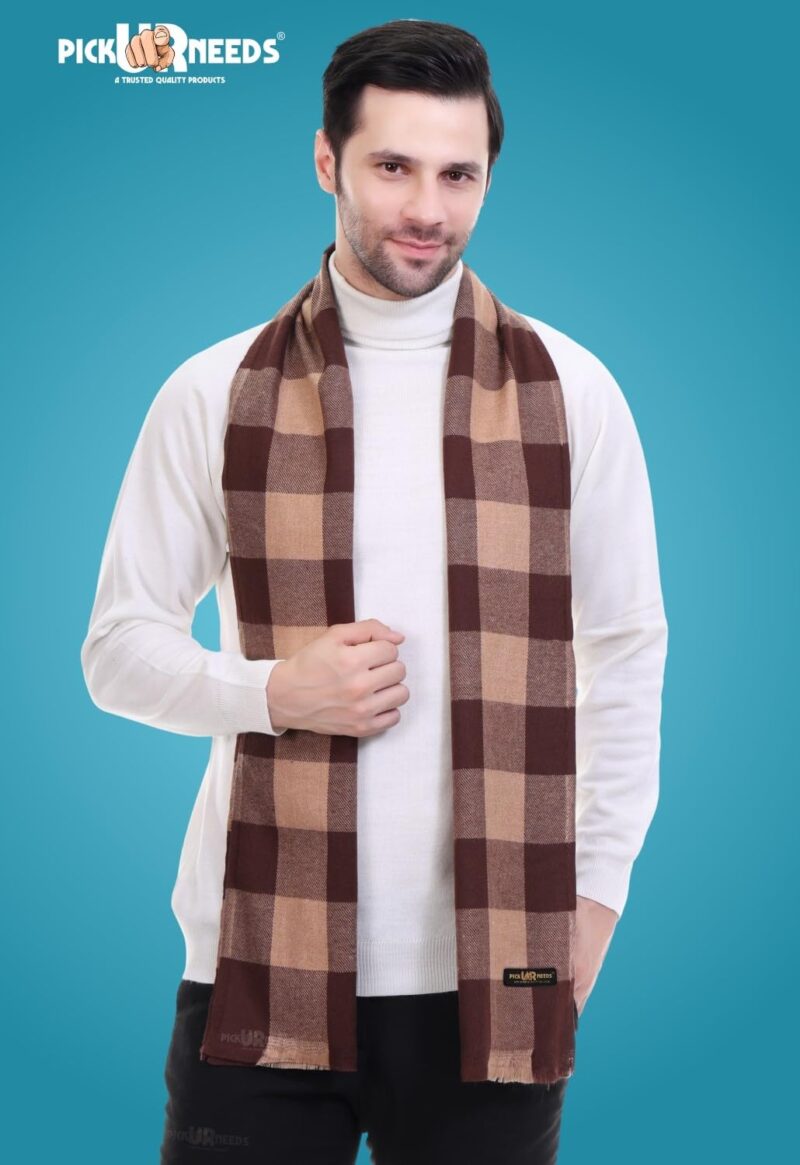 Men's & Women Muffler With Elegant Design Woolen Blend Soft Fabric Stylish For Unisex (Brown) - Image 3