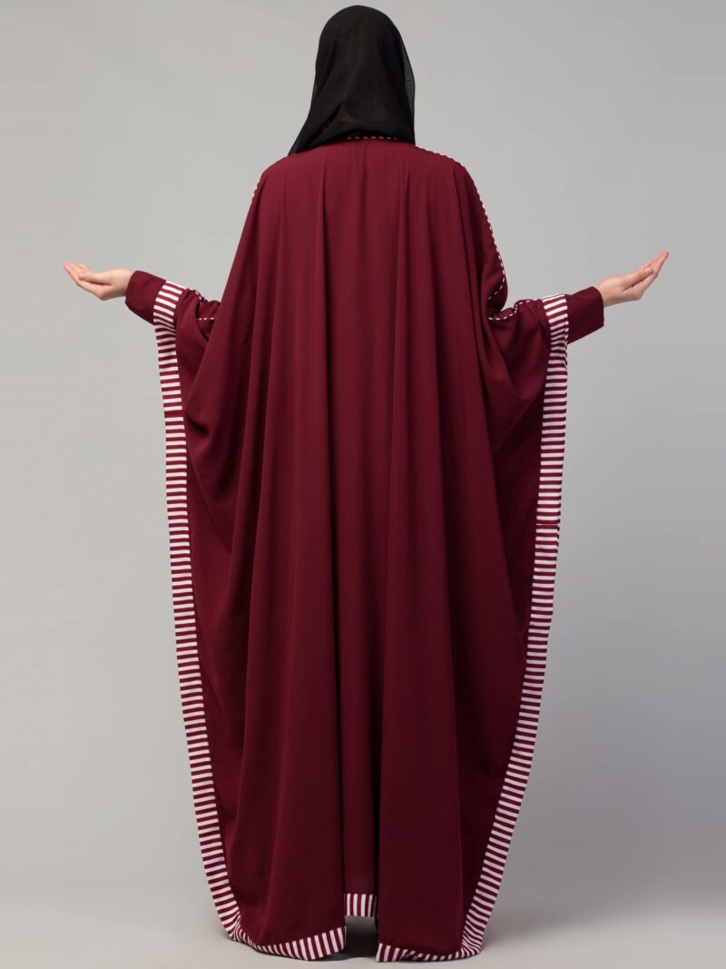 Muslim Closet Free Size Elegant Kaftan Abaya with Striped Design - Irani Kaftan Burqa for Women and Girls - Image 2