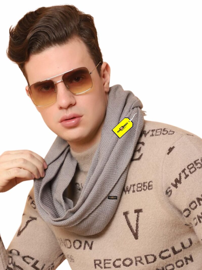 Premium Soft, Warm & Breathable Wool Blend Winter Scarf for Men Fashionable Elegant Muffler (Grey)