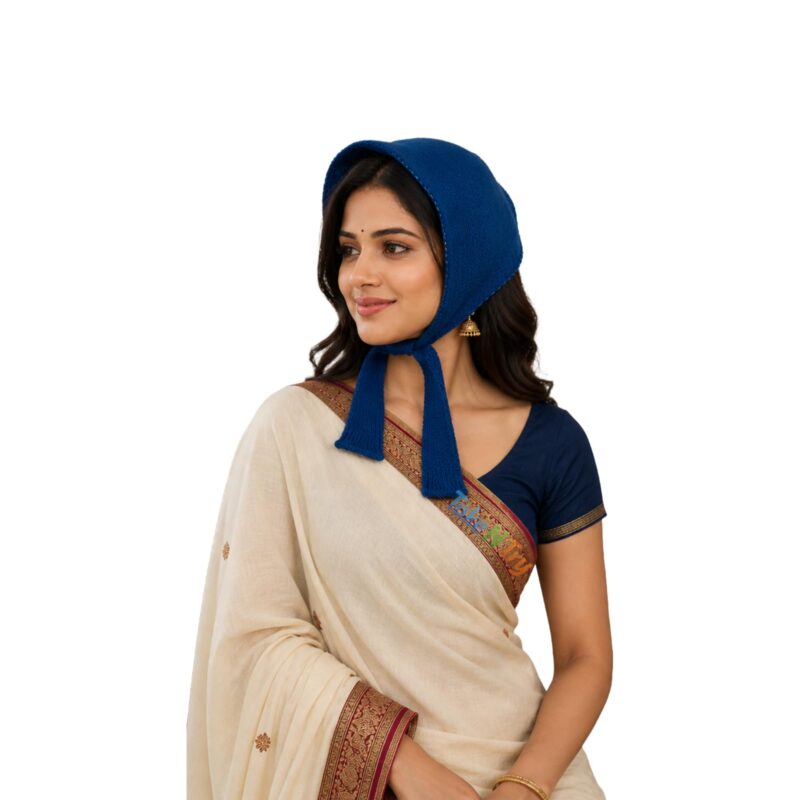 Take N Try Women’s Winter Wear Woolen Plain Maternity Muffler | Soft Warm Tie-Up Head & Ear Cover Scarf (1 Pc, Size 22 x 9 Inches) (Navy Blue) - Image 2