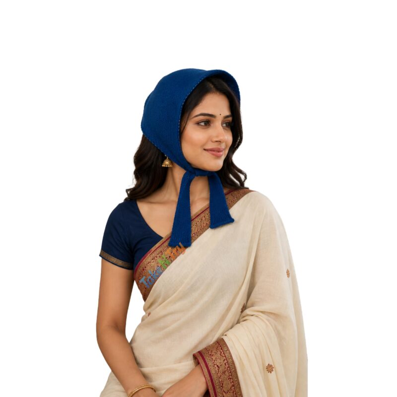 Take N Try Women’s Winter Wear Woolen Plain Maternity Muffler | Soft Warm Tie-Up Head & Ear Cover Scarf (1 Pc, Size 22 x 9 Inches) (Navy Blue)