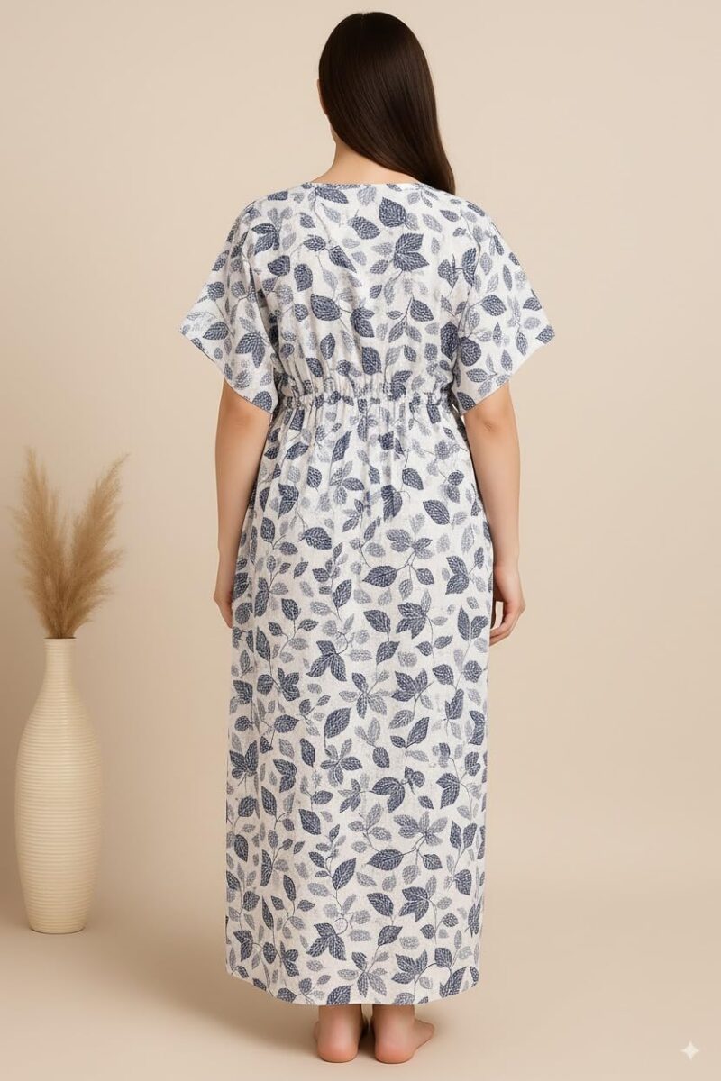 Bahumaan Pure Cotton Kaftan Nighty for Women | Kaftan Maxi for Women | Kaftan Night Gowns for Women | Cotton Nighty for Women Stylish | (Navy Blue, Free Size) - Image 4