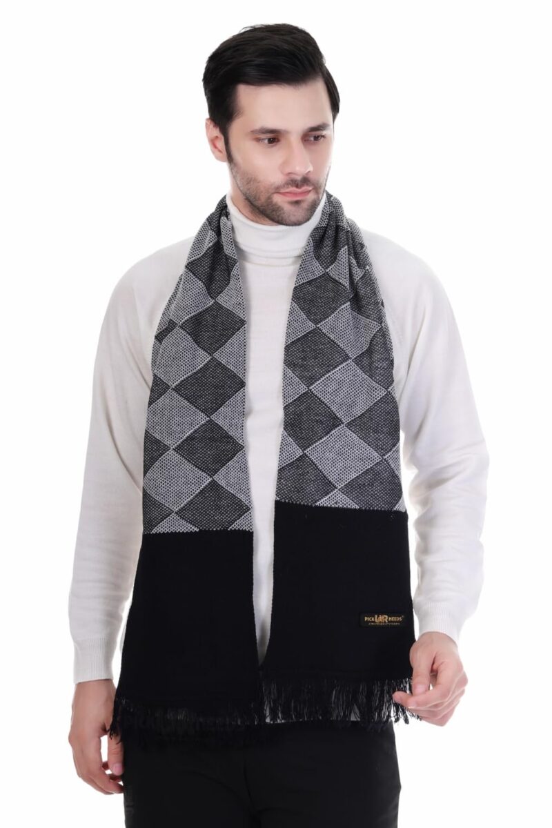 Premium Men's Warm And Stylish Woolen Muffler Angoora With Solid Color Plain Design And Stylish Tussles Ends Muffler For Men (Grey)