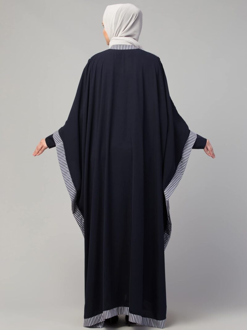 Muslim Closet Free Size Elegant Kaftan Abaya with Striped Design - Irani Kaftan Burqa for Women and Girls - Image 2