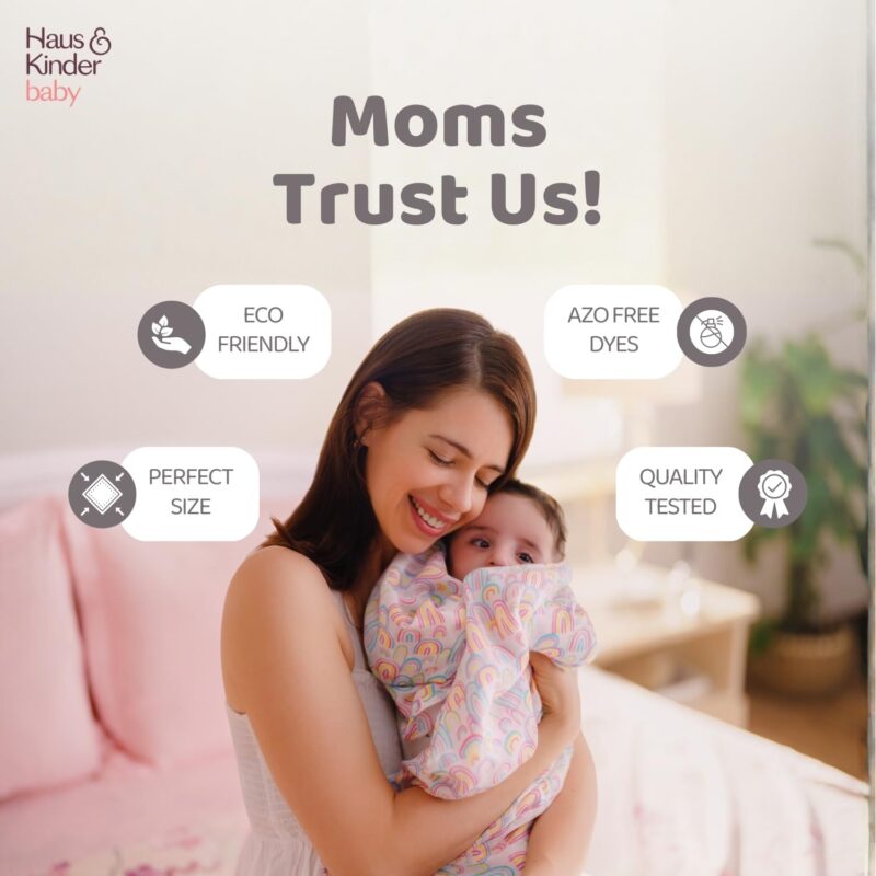 haus & kinder 100% Cotton Muslin Swaddle Wrap for New Born Baby | Pack of 5 (100×100 cm) | Baby Blanket & Swaddles for Newborn | Safari Squad Collection - Image 7