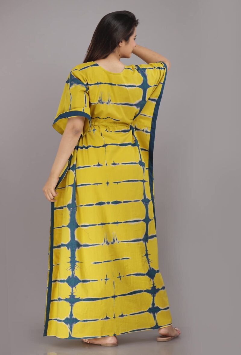 Urali Women's Printed 100% Cotton Casual Style Kaftan (Yellow, Free Size) - K116 - Image 5