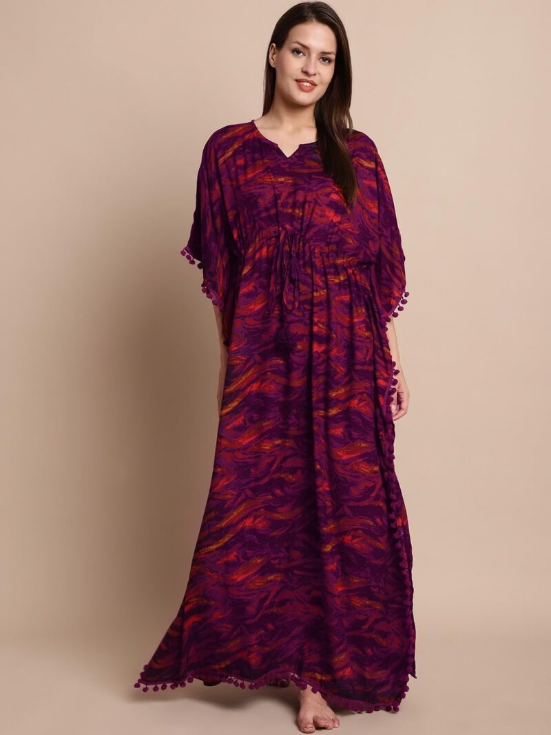 Secret Wish Purple Abstract Print Kaftan - Image 7