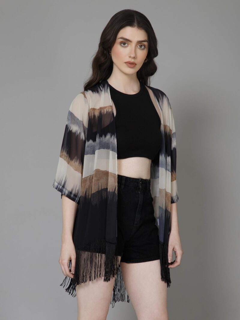 PURYS Colorblocked Shrug for Women | Lightweight Georgette Kimono| Versatile Casual Shrug for Layering and Summer Fashion - Image 5