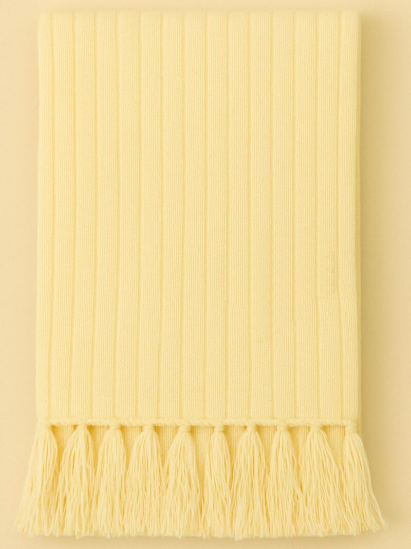 100% Pure Wool Winter Muffler for Men & Women | Premium Ribbed Knit Warm Scarf with Tassels | Soft Natural Wool Winter Stole | Heavy Warm Unisex Woolen Muffler for Casual & Formal Wear (Beige) - Image 3
