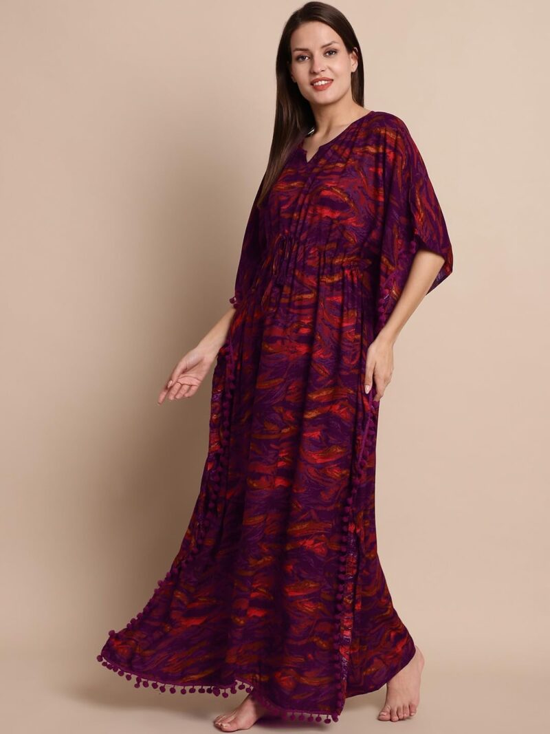Secret Wish Purple Abstract Print Kaftan - Image 2