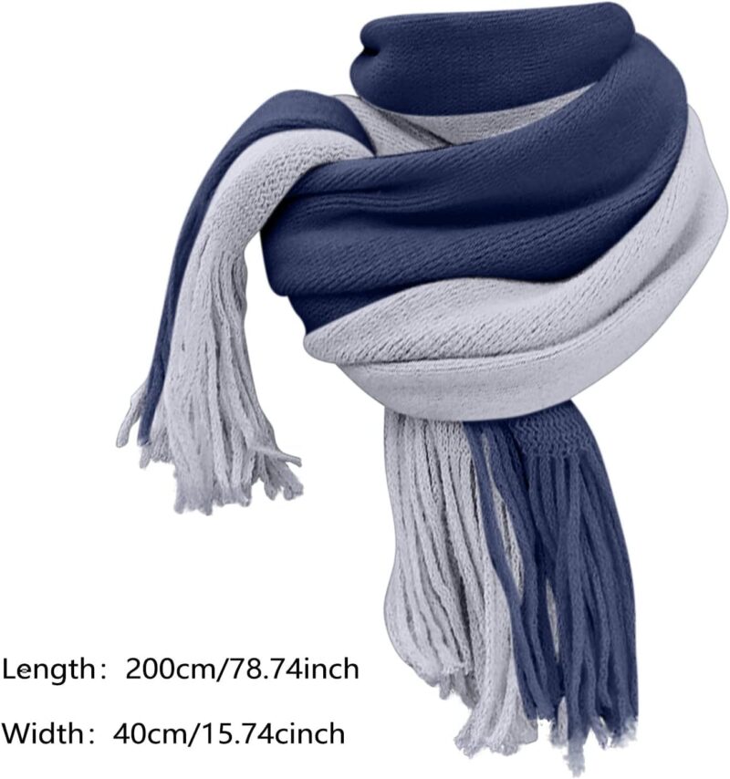 Alexvyan Fashions Two Color Extra Soft MicroFibre Cashmere Knitted Mufflers Cum Scarves Cum Stoles Woolen Men and Women Casual Scarf Soft and Warm Muffler (Blue and Grey) - Image 3