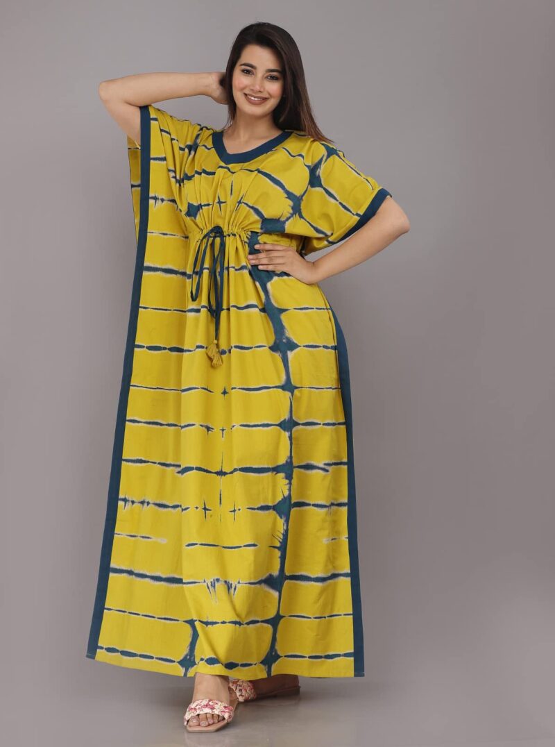 Urali Women's Printed 100% Cotton Casual Style Kaftan (Yellow, Free Size) - K116 - Image 6