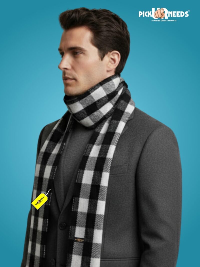 Premium Men's Warm And Stylish Woolen Muffler With Multicolour Stripes And Stylish Tussles Ends - 70 Inches * 11 Inches (P22) - Image 3