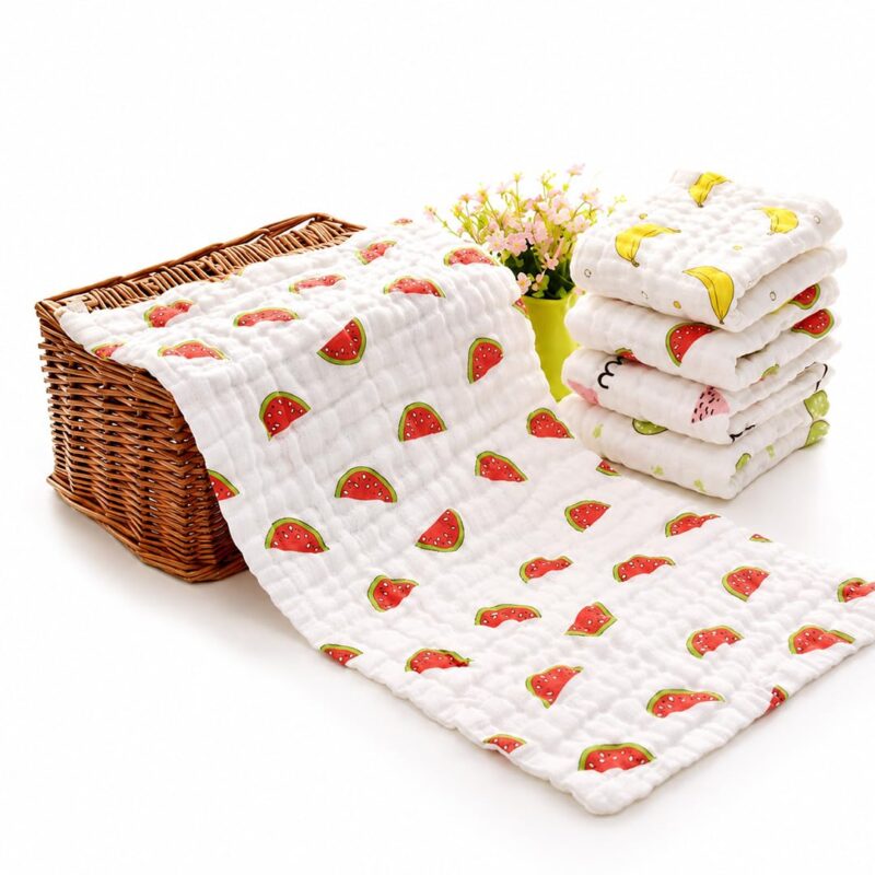 MOM CARE Muslin Cloth for New Born Baby | 6 Layer Soft Cotton | Burp Cloths, Baby Towels, Washcloth, Handkerchief & Feeding Wipe Cloth | Reusable | Pack of 5
