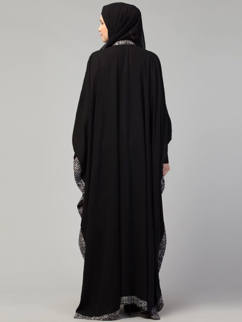 Muslim Closet Free Size Elegant Kaftan Abaya Dual Color Animal Print - Irani Kaftan Burqa for Women and Girls - Image 2
