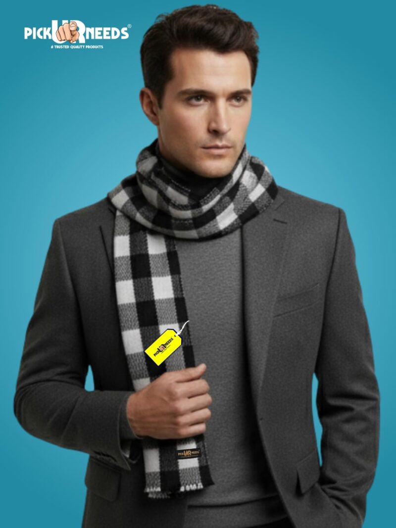 Premium Men's Warm And Stylish Woolen Muffler With Multicolour Stripes And Stylish Tussles Ends - 70 Inches * 11 Inches (P22) - Image 2