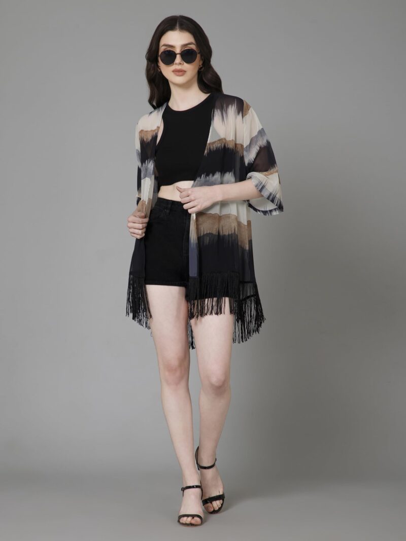 PURYS Colorblocked Shrug for Women | Lightweight Georgette Kimono| Versatile Casual Shrug for Layering and Summer Fashion - Image 6