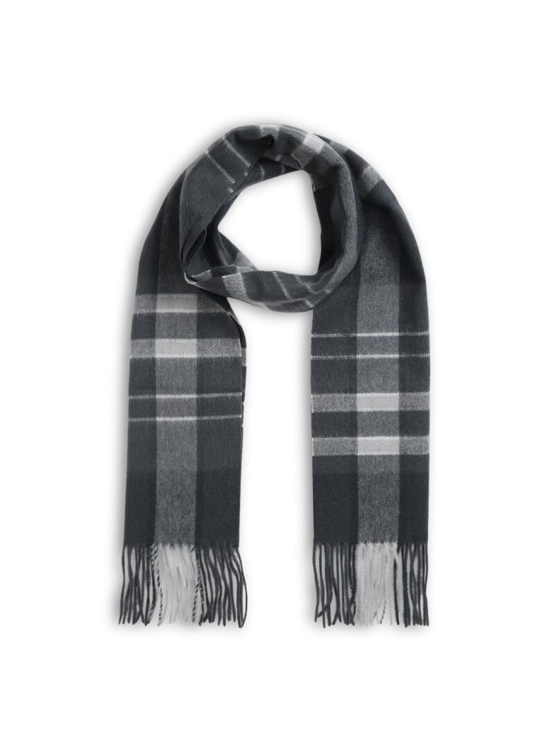 JACK & JONES Men Dark Grey Check Wool Scarf