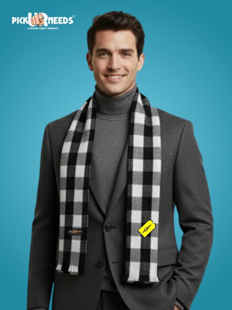 Premium Men's Warm And Stylish Woolen Muffler With Multicolour Stripes And Stylish Tussles Ends - 70 Inches * 11 Inches (P22) - Image 4