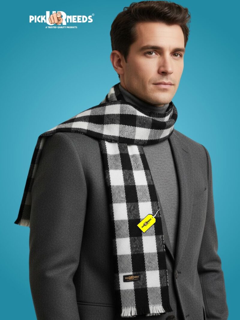 Premium Men's Warm And Stylish Woolen Muffler With Multicolour Stripes And Stylish Tussles Ends - 70 Inches * 11 Inches (P22) - Image 5