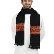 Arvore Bunkaar Handwoven Woolen Muffler for Men (Black)