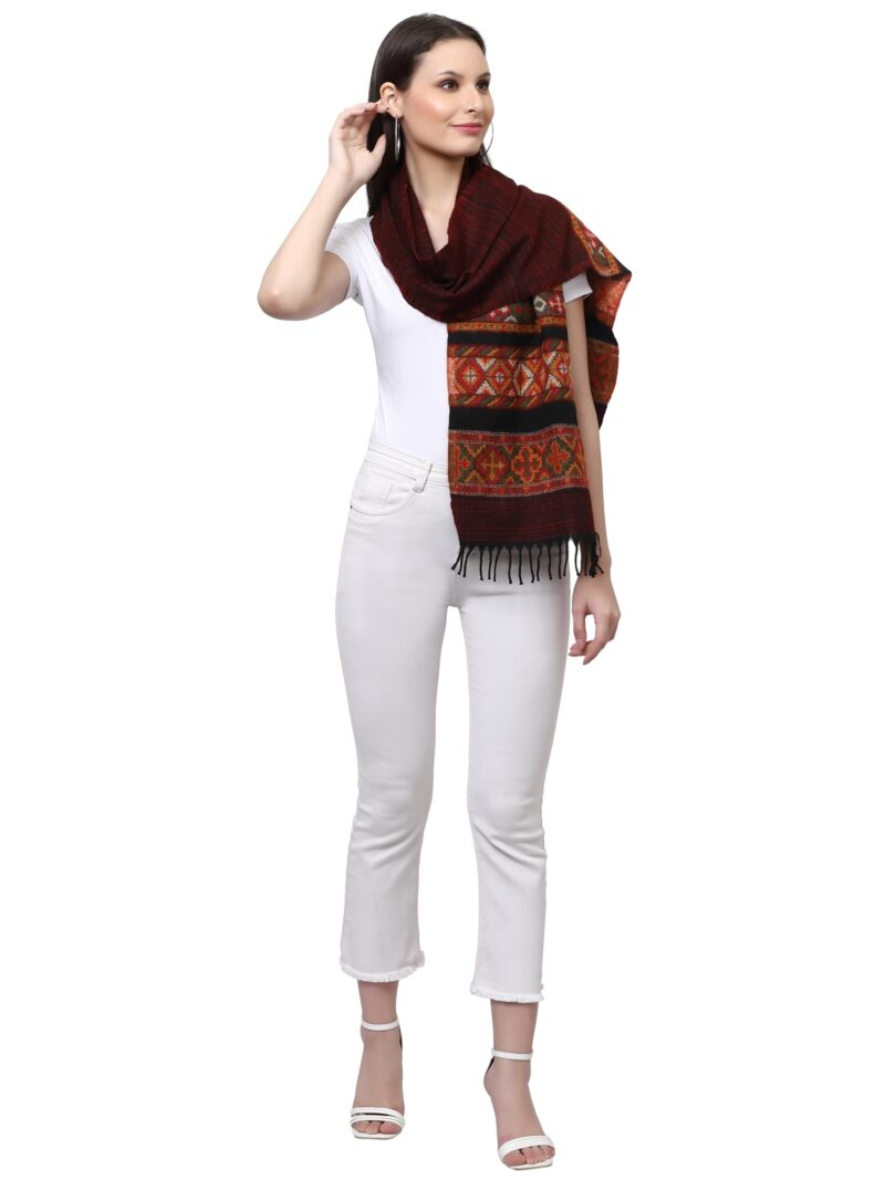 Weavers Villa Acro Wool Women's Muffler (MF-902,Maroon Size: 34CM X 200CM) - Image 5