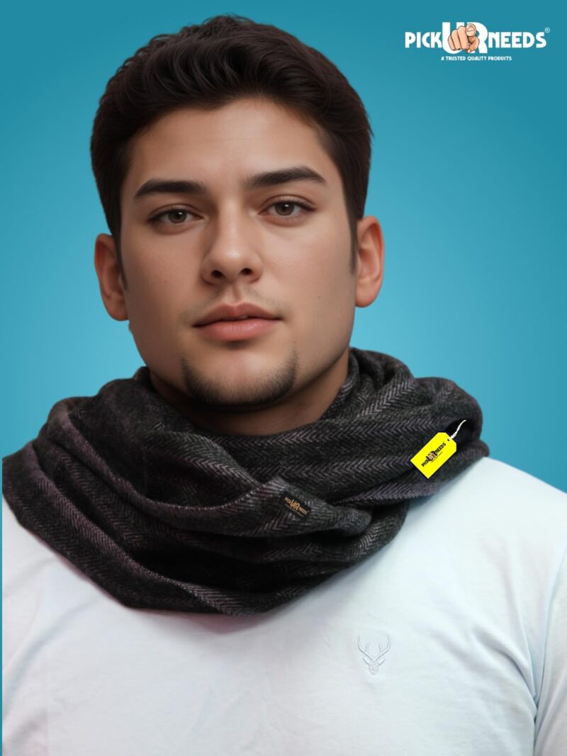 Men's Muffler With Multi Color Strips Design Woolem Blend Fabric Stylish Tussles Ends Muffler For Men - 70 Inches * 11 Inches (PMD 19) - Image 4