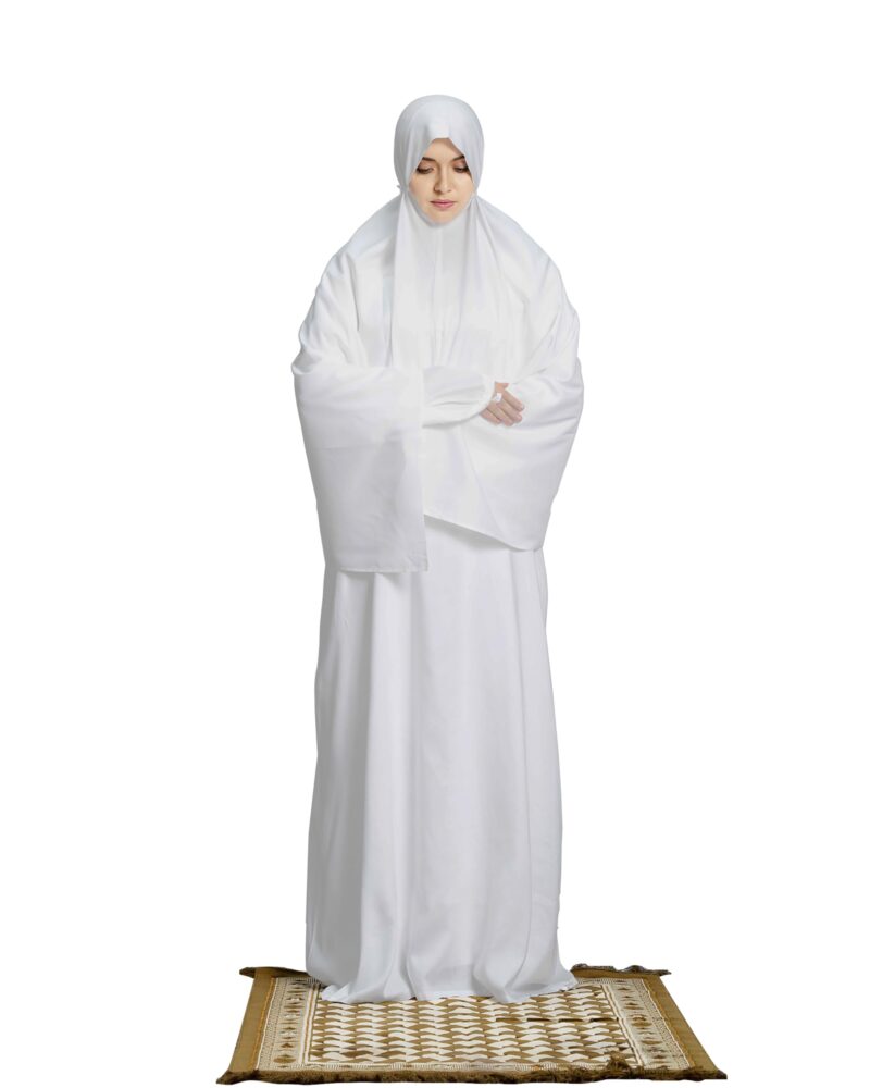 Mehar Hijab's Womens Prayer Dress Viscos Feel Good Fabric Namazi White (L-54)