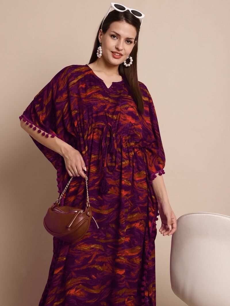 Secret Wish Purple Abstract Print Kaftan - Image 6