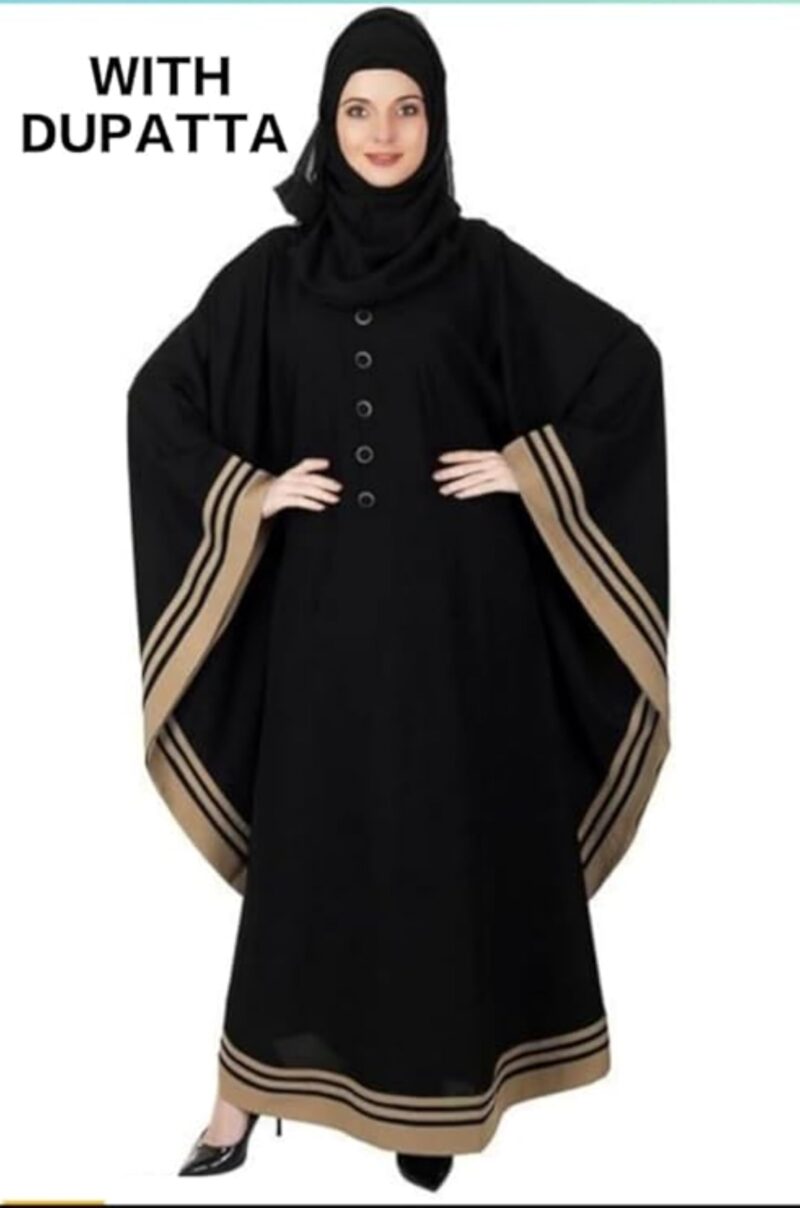 Women's Pure Cotton Muslim Abaya Burqa with Hijab | Dubai Style Kaftan with Side Patti for Eid & Ramzan (Free Size) - Image 5