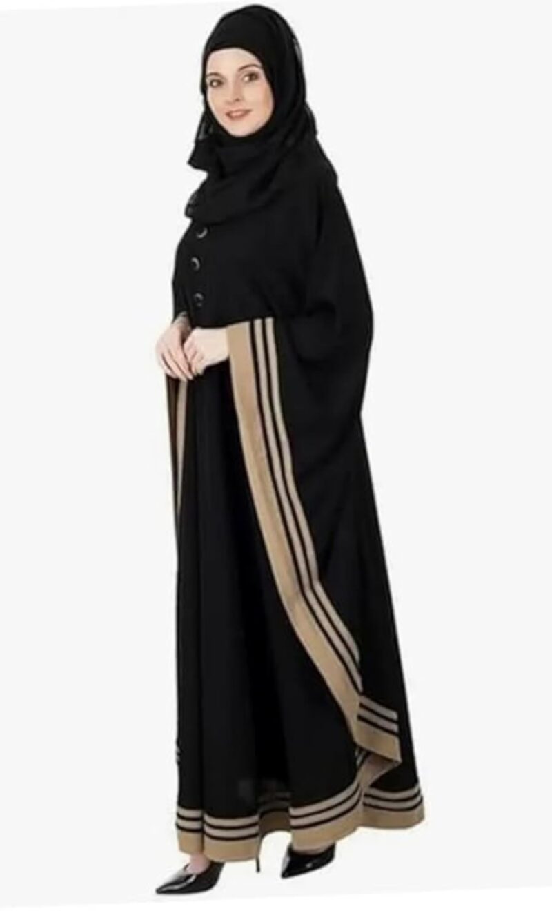 Women's Pure Cotton Muslim Abaya Burqa with Hijab | Dubai Style Kaftan with Side Patti for Eid & Ramzan (Free Size) - Image 4