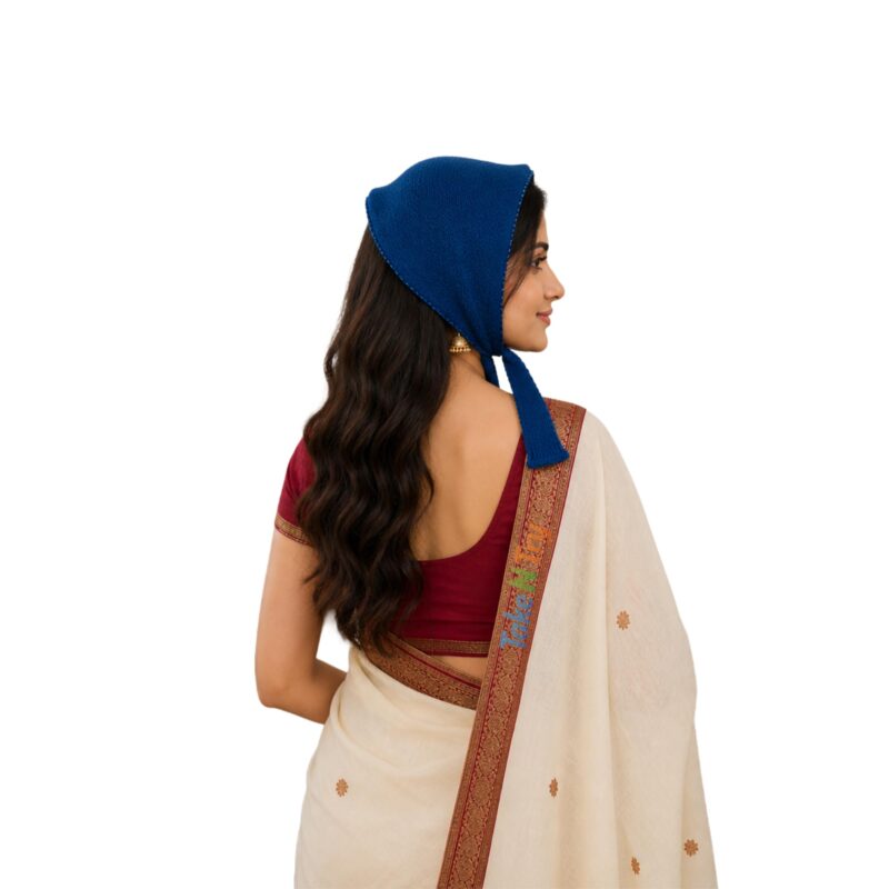 Take N Try Women’s Winter Wear Woolen Plain Maternity Muffler | Soft Warm Tie-Up Head & Ear Cover Scarf (1 Pc, Size 22 x 9 Inches) (Navy Blue) - Image 5