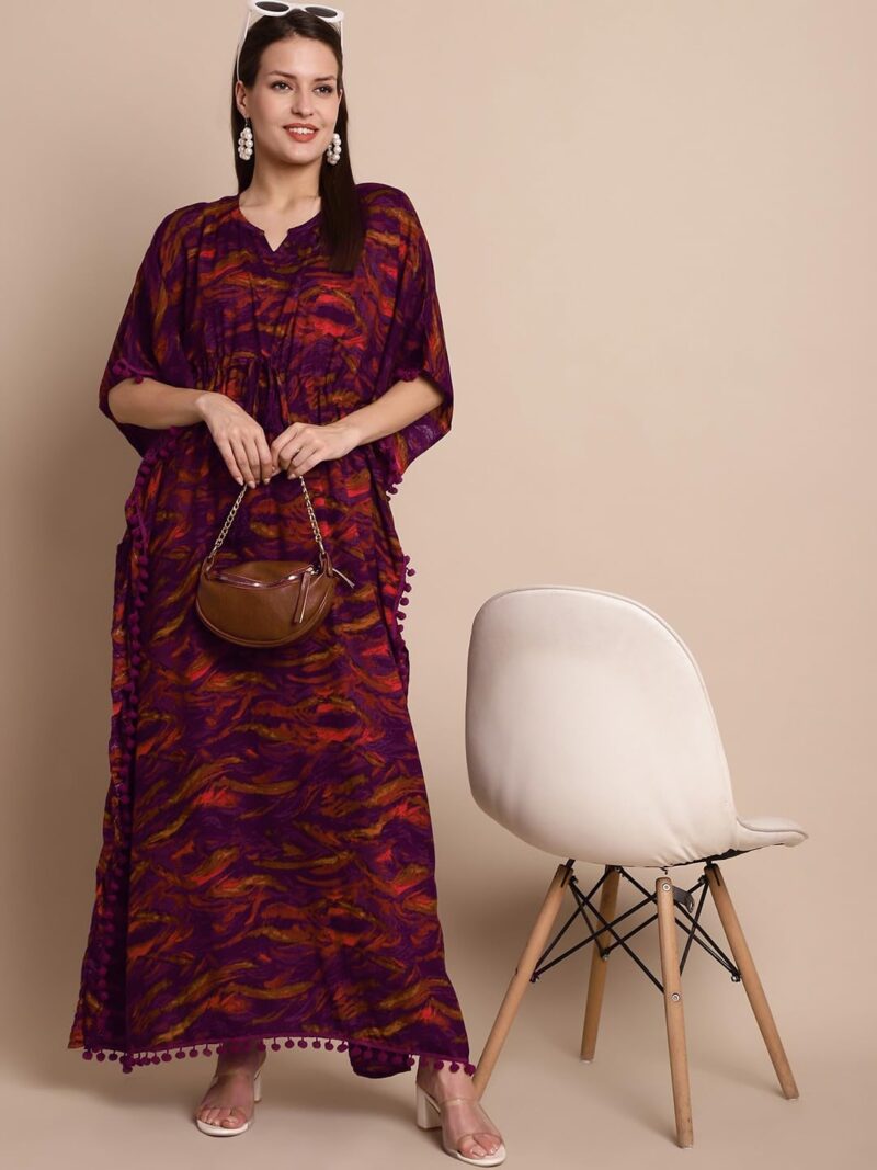 Secret Wish Purple Abstract Print Kaftan - Image 5