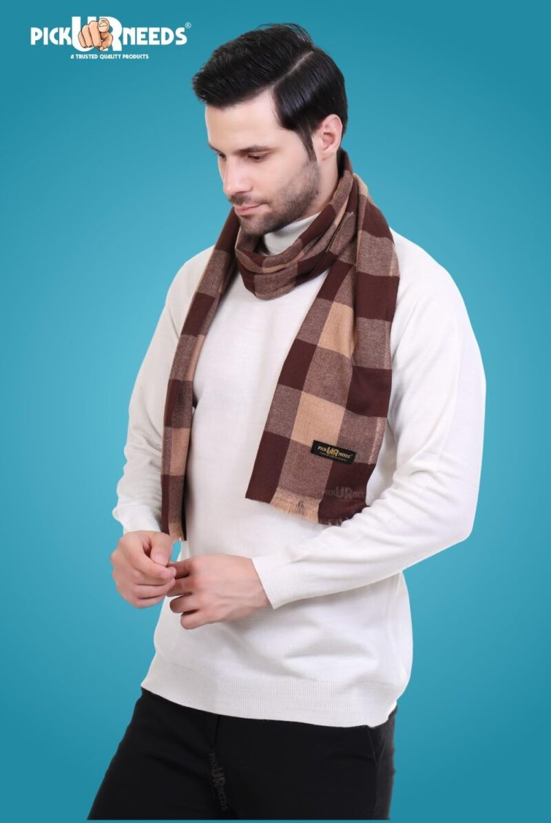 Men's & Women Muffler With Elegant Design Woolen Blend Soft Fabric Stylish For Unisex (Brown) - Image 4
