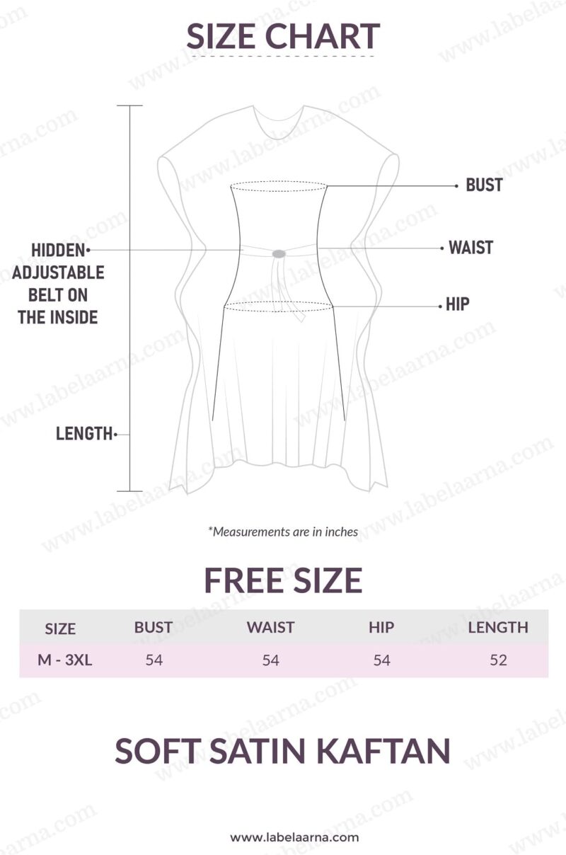 Label Aarna Premium Soft Satin Kaftan Dress for Women / Digital Print / Free Size (M-3XL) / Hidden Adjustable Belt / Full length / Maxi / Resort Wear - Image 5