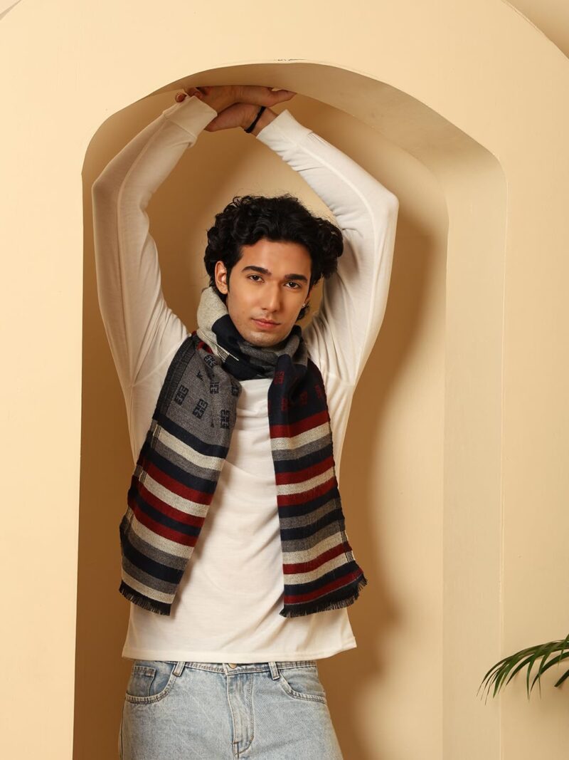 tweedle Men’s Multicolor Jacquard Design Soft and Warm Muffler/Scarf for Winters - Image 2
