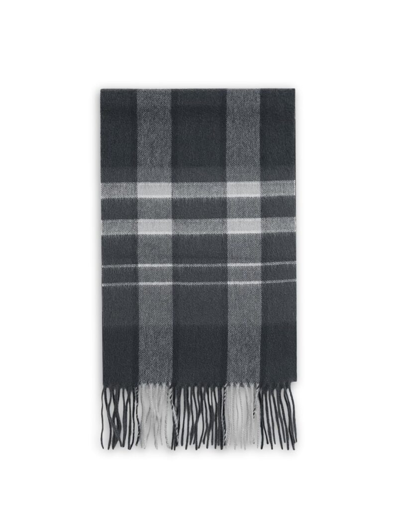 JACK & JONES Men Dark Grey Check Wool Scarf - Image 2