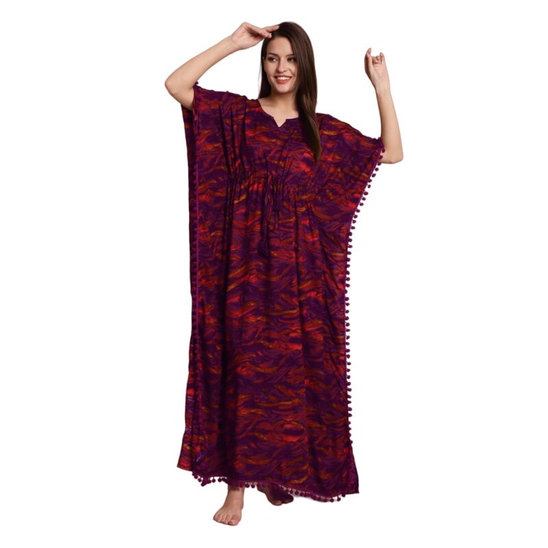 Secret Wish Purple Abstract Print Kaftan